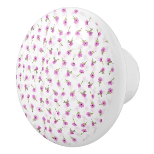 Beautiful Lavender Purple Daisy Flower Design Ceramic Knob