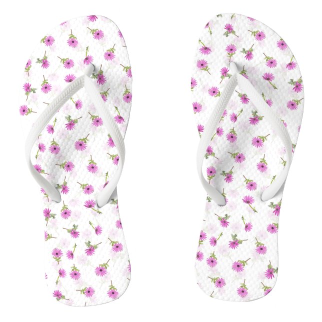Beautiful Lavender Purple Daisy Flower Design Flip Flops (Footbed)