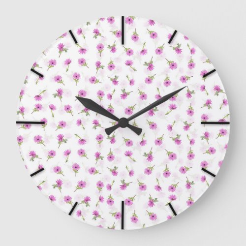 Beautiful Lavender Purple Daisy Flower Design Large Clock