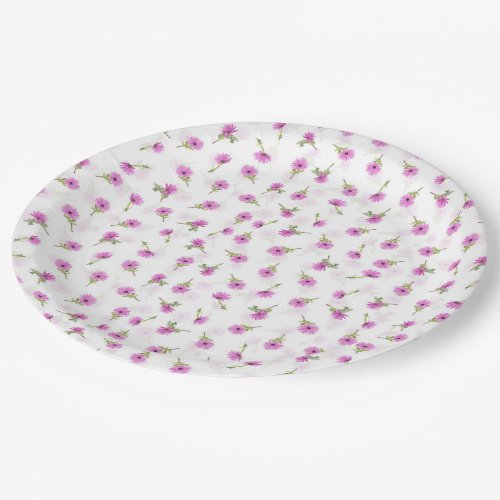 Beautiful Lavender Purple Daisy Flower Design Paper Plates