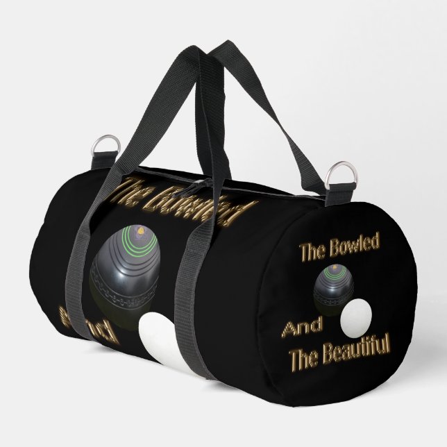 Beautiful Lawn Bowls Bowled Design, Duffle Bag (Left Corner)