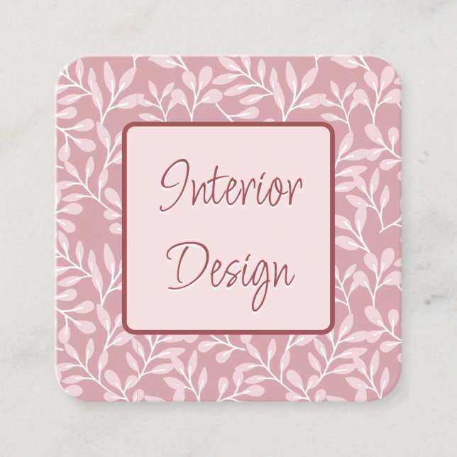 Beautiful Leaf Beigh Design  Square Business Card (Front)