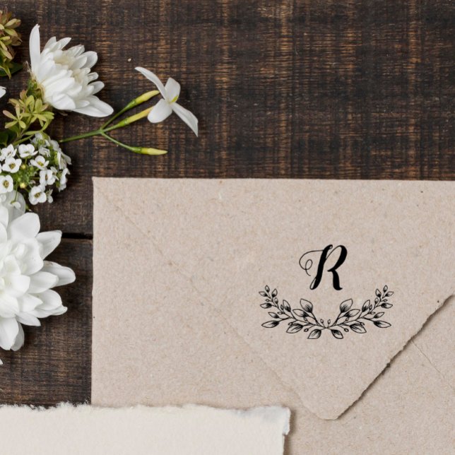 Beautiful Leafy Wreath Vintage Monogram Rubber Stamp (Creator Uploaded)