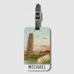 Beautiful Leaning tower of Pisa Monogram Luggage Tag