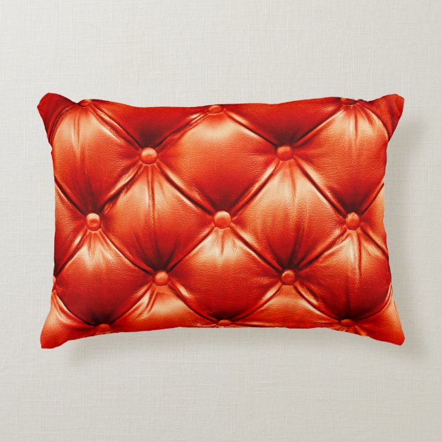 Beautiful leather upholstery sofa with buttons accent pillow (Front)