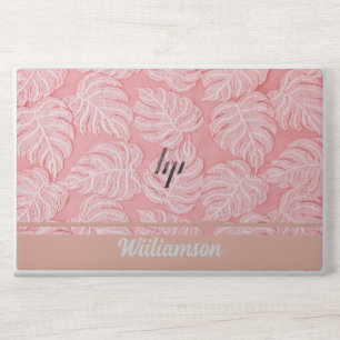 Beautiful leaves on Pink Fabric adding your name HP Laptop Skin