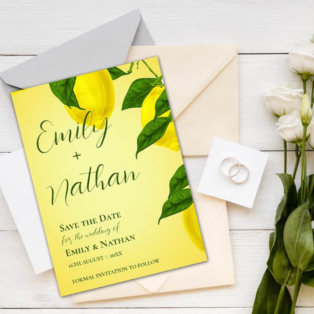 Beautiful Lemon Cute Bright Yellow Citrus Wedding Save The Date (Creator Uploaded)