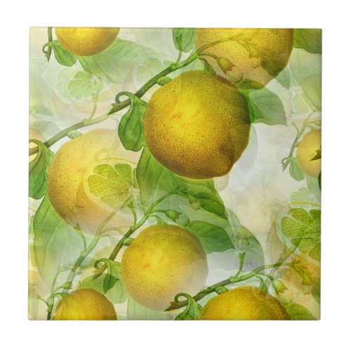 Beautiful Lemon Fruits Art Ceramic Tile