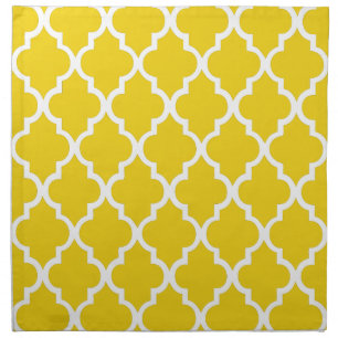 Beautiful Lemon Yellow Quatrefoil Tiles Pattern Napkin