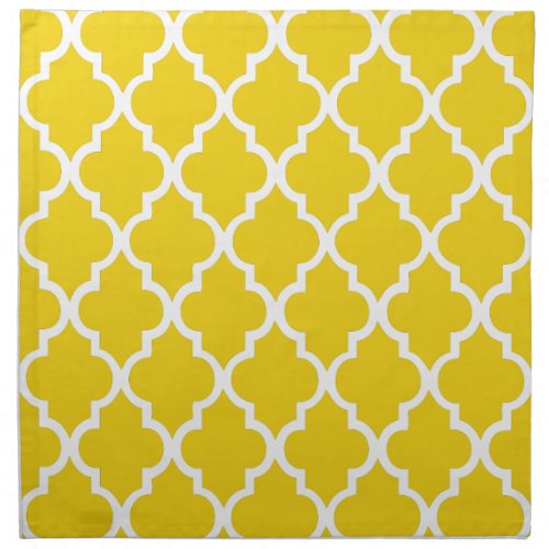 Beautiful Lemon Yellow Quatrefoil Tiles Pattern Napkin