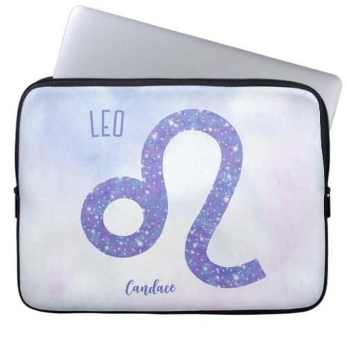 Beautiful Leo Astrology Sign Personalized Purple Laptop Sleeve