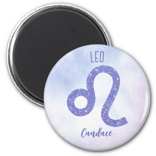 Beautiful Leo Astrology Sign Personalized Purple Magnet