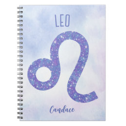 Beautiful Leo Astrology Sign Personalized Purple Notebook