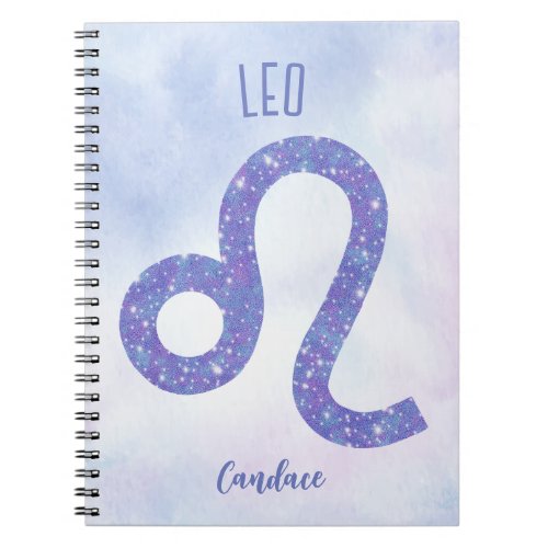Beautiful Leo Astrology Sign Personalized Purple Notebook