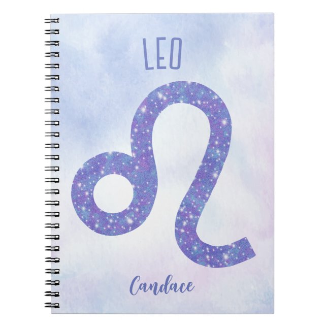 Beautiful Leo Astrology Sign Personalized Purple Notebook (Front)