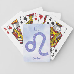 Beautiful Leo Astrology Sign Personalized Purple Playing Cards