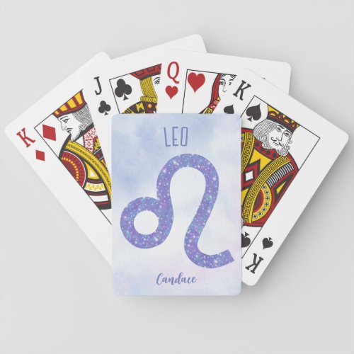 Beautiful Leo Astrology Sign Personalized Purple Playing Cards