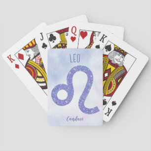 Beautiful Leo Astrology Sign Personalized Purple Poker Cards