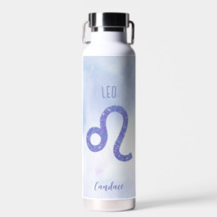 Beautiful Leo Astrology Sign Personalized Purple Water Bottle