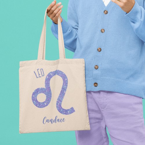 Beautiful Leo Astrology Sign Purple Personalized Tote Bag