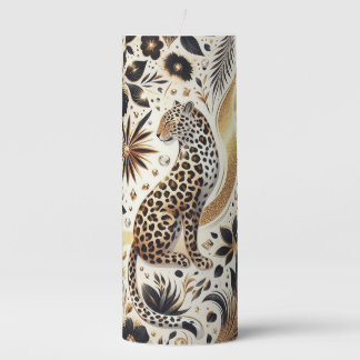 Beautiful Leopard and Gold Glitter Pillar Candle