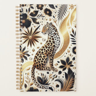 Beautiful Leopard and Gold Glitter Planner
