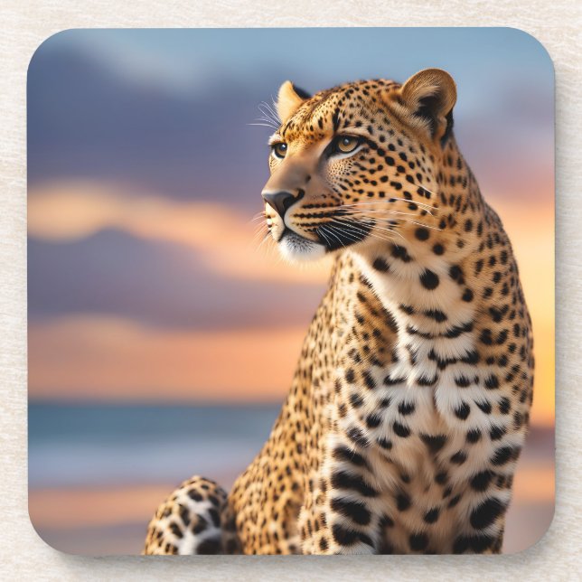 Beautiful Leopard Beverage Coaster (Front)