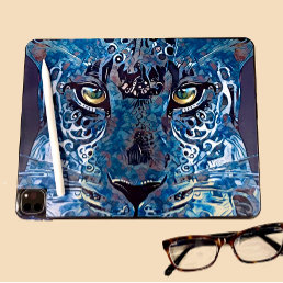 Beautiful leopard blues, golden eyes iPad Tablet Sticker