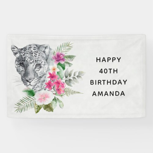 Beautiful Leopard Head Exotic Birthday Banner