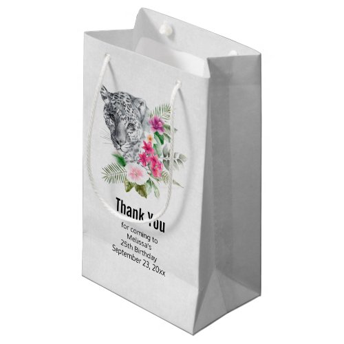 Beautiful Leopard Head in Watercolor Thank You Small Gift Bag