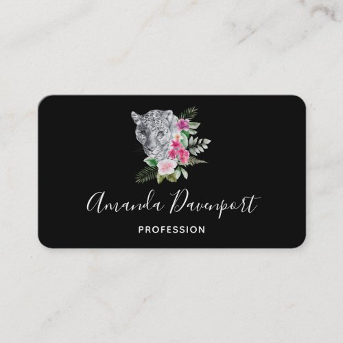 Beautiful Leopard Head Portrait in Watercolor Business Card