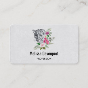 Beautiful Leopard Head Portrait in Watercolor Business Card