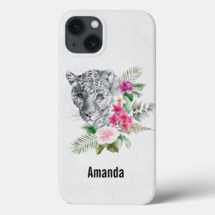Beautiful Leopard Head Portrait in Watercolor iPhone 13 Case