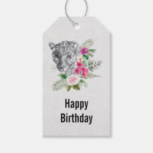 Beautiful Leopard Head Portrait in Watercolor Gift Tags