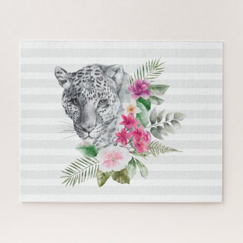 Beautiful Leopard Head Portrait in Watercolor Jigsaw Puzzle