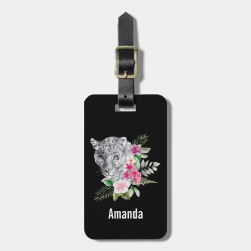 Beautiful Leopard Head Portrait in Watercolor Luggage Tag