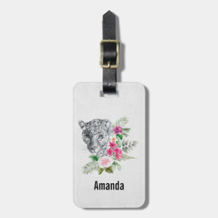 Beautiful Leopard Head Portrait in Watercolor Luggage Tag