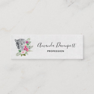 Beautiful Leopard Head Portrait in Watercolor Mini Business Card