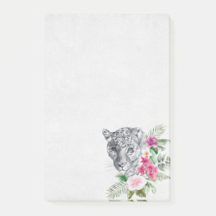 Beautiful Leopard Head Portrait in Watercolor Post-it Notes