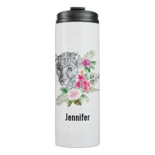 Beautiful Leopard Head Portrait in Watercolor Stai Thermal Tumbler