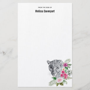 Beautiful Leopard Head Portrait in Watercolor Stationery