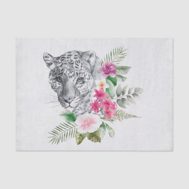 Beautiful Leopard Head Portrait in Watercolor Tissue Paper (Front)