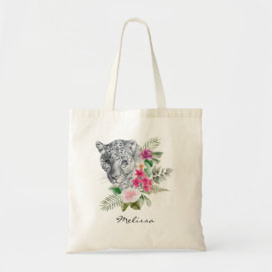 Beautiful Leopard Head Portrait in Watercolor Tote Bag