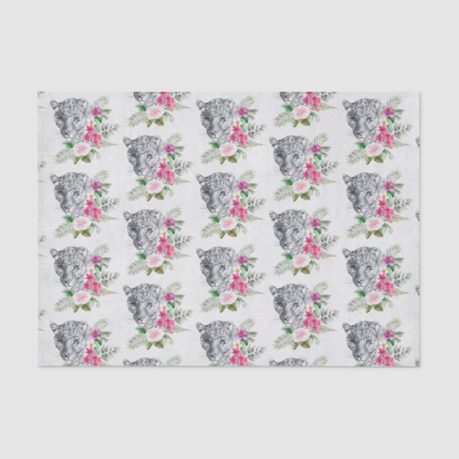 Beautiful Leopard Head Portrait Pattern Tissue Paper (Front)