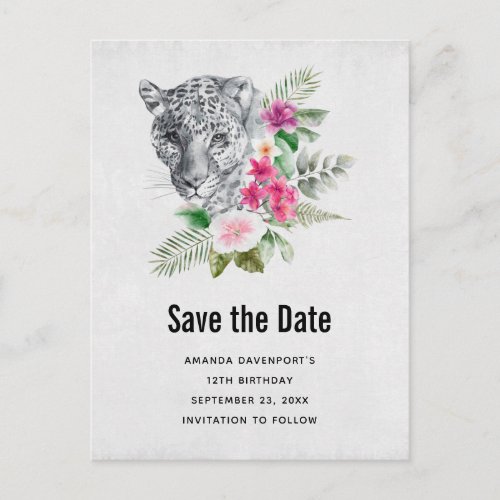 Beautiful Leopard Head Portrait Save the Date Invitation Postcard