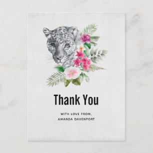 Beautiful Leopard Head Portrait Thank You Postcard