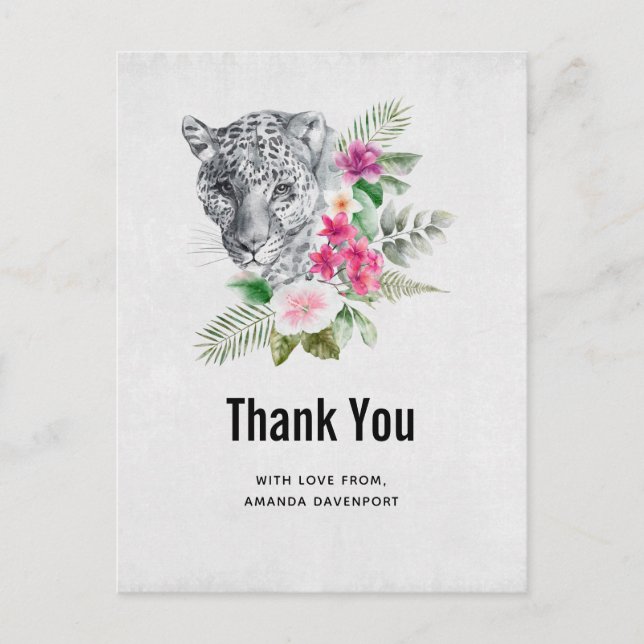 Beautiful Leopard Head Portrait Thank You Postcard (Front)
