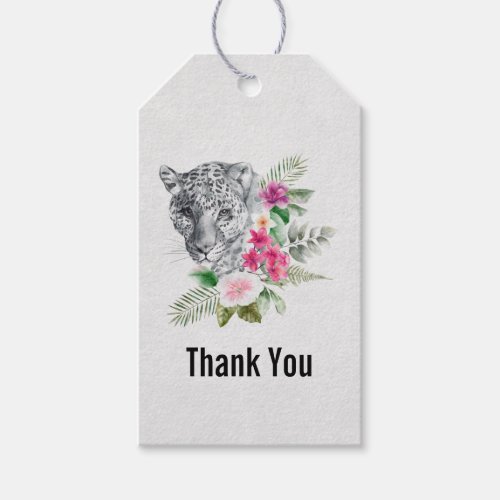 Beautiful Leopard Head Watercolor Thank You Gift Tags