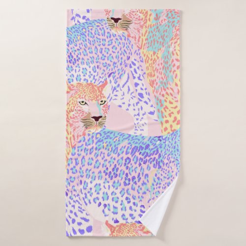 Beautiful Leopard Seamless Pattern illustration Ar Bath Towel