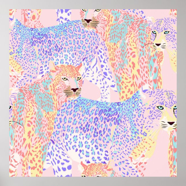 Beautiful Leopard Seamless Pattern illustration Ar Poster (Front)